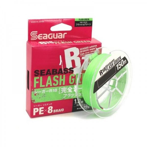 Плетеный шнур SEAGUAR R18 SEABASS FLASH GREEN PE X8
